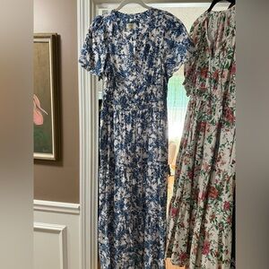 Anthropologie Somerset Floral Blue and White Dress